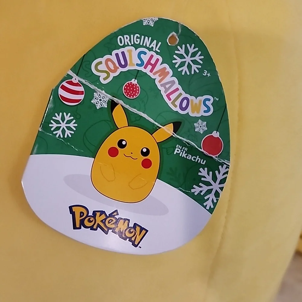 Squishmallows Pokemon  Pikachu Plush with Santa Hat - Yellow & Red Holiday Plush